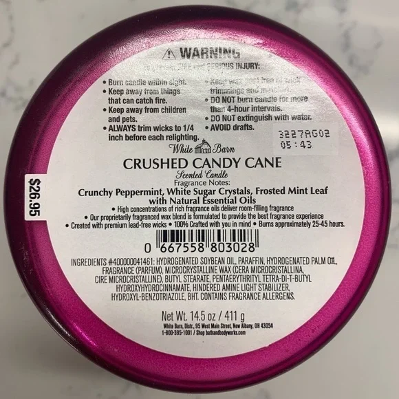 White Barn Crushed Candy Cane 3 Wick Candle - Picture 6 of 6
